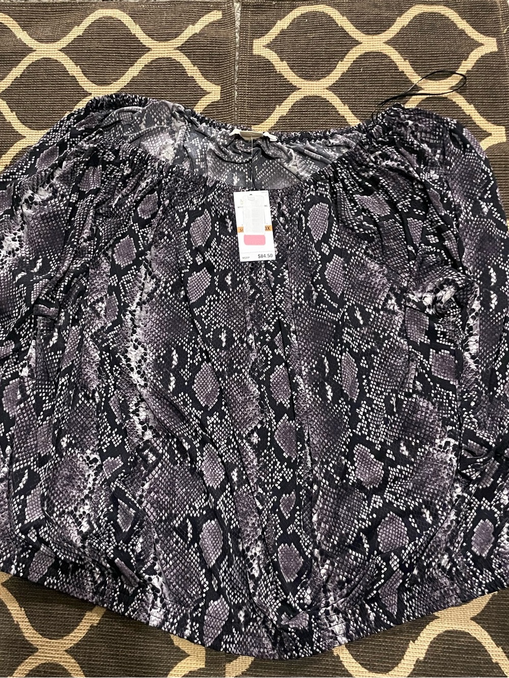 Michael Kors Snake Print Blouse — Black & Purple Gray